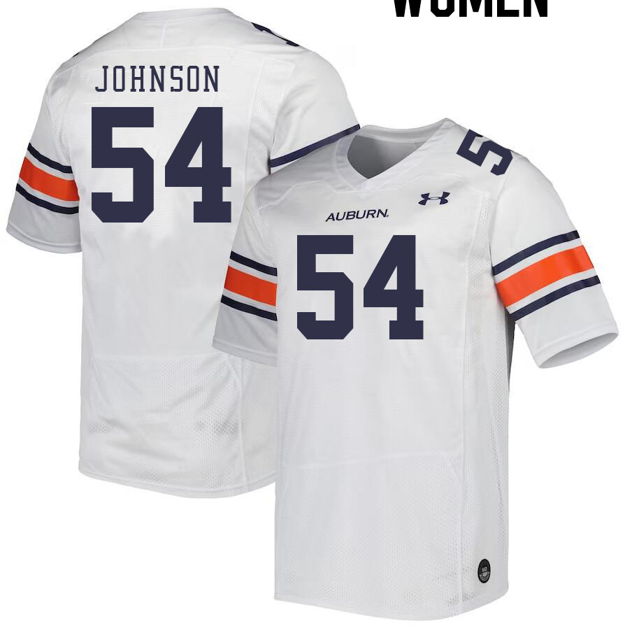Women #54 Tate Johnson Auburn Tigers College Football Jerseys Stitched-White - Click Image to Close